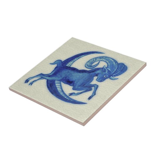 Repro De Morgan Blue Goat über den Mond Fliese (Seite)