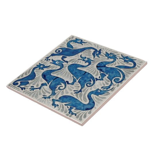 Repro De Morgan Enten in Blue & Silver in White Fliese (Seite)