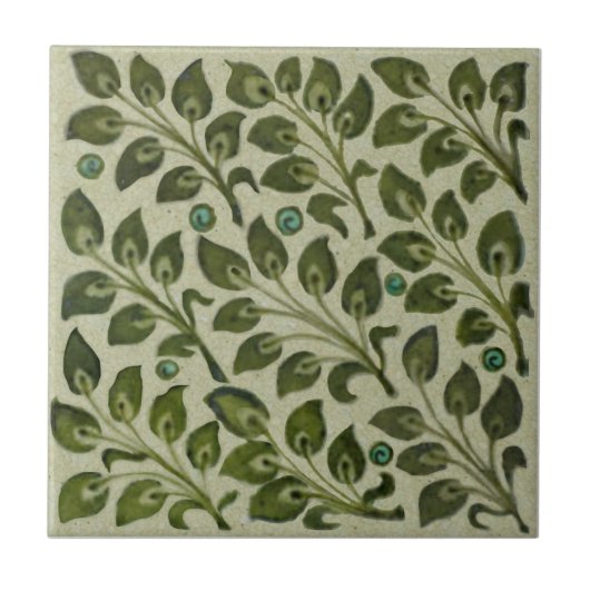 Repro de Morgan Green Leaffoliage Field Tile Fliese (Vorderseite)
