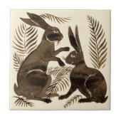 Repro de Morgan Pair of Chocolate Rabbits Fliese (Vorderseite)