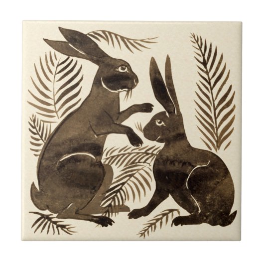 Repro de Morgan Pair of Chocolate Rabbits Fliese (Vorderseite)