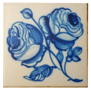Repro Deftware Blumenbouquet Blau Delfter Fliese