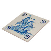 Repro Deftware Sail Ship Blue Delft Tile Fliese (Seite)