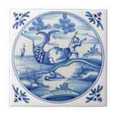 Repro Delft Bibellical Jonah und der Wal 1700er Fliese (Vorderseite)