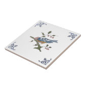 Repro Delft Bird auf Zweig mit Berries auf weißem  Fliese (Seite)