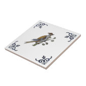 Repro Delft Bird auf Zweig mit Berries auf weißem  Fliese (Seite)