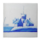 Repro Delft blaue und weiße Kapelle Tile Fliese (Vorderseite)