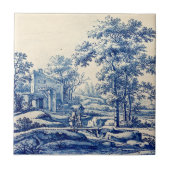 Repro Delft Blue und White Tile River Scene Fliese (Vorderseite)