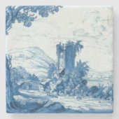 Repro Delft Blue und White Tile River Scene Steinuntersetzer (Vorderseite)