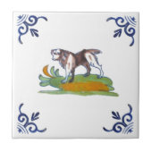 Repro Delft Dog Tile aus dem 17. Jahrhundert zur P Fliese (Vorderseite)