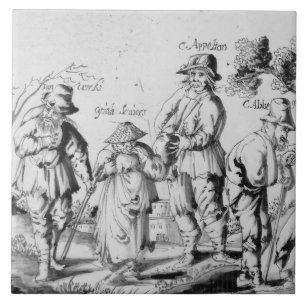 Repro Delft Kachel Les Gueux Schwarz-Weiß