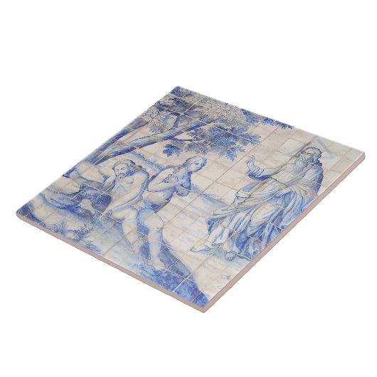 Repro Delft Tile Adam und Eve Biblical Fliese (Seite)