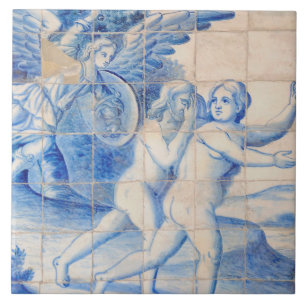 Repro Delft Tile Adam und Eve Expulsion Fliese
