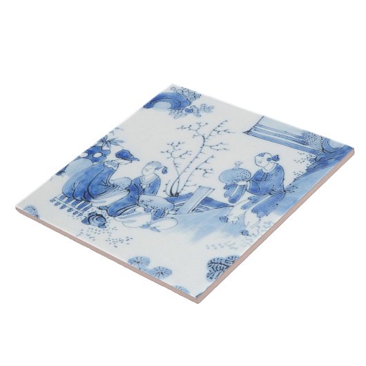 Repro Delft Tile Blue Chinoiserie Fliese (Seite)