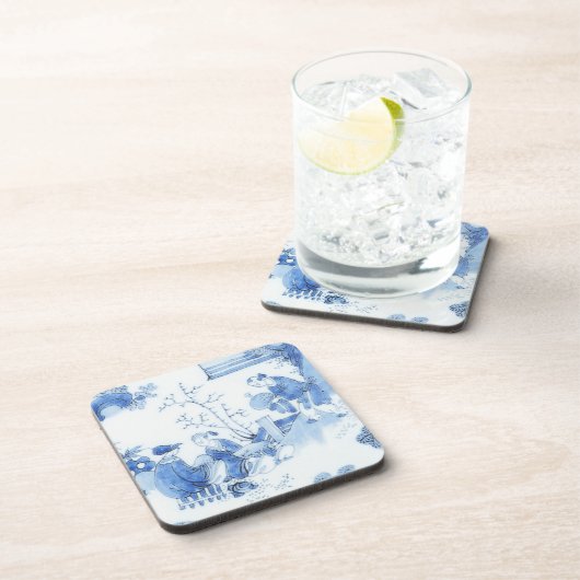 Repro Delft Tile Blue Chinoiserie Getränkeuntersetzer (Rechte Seite)