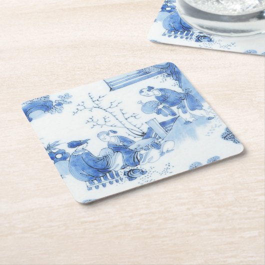 Repro Delft Tile Blue Chinoiserie Rechteckiger Pappuntersetzer (angewinkelt)