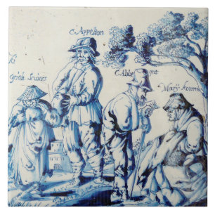 Repro Delft Tile Blue Les Gueux Fliese
