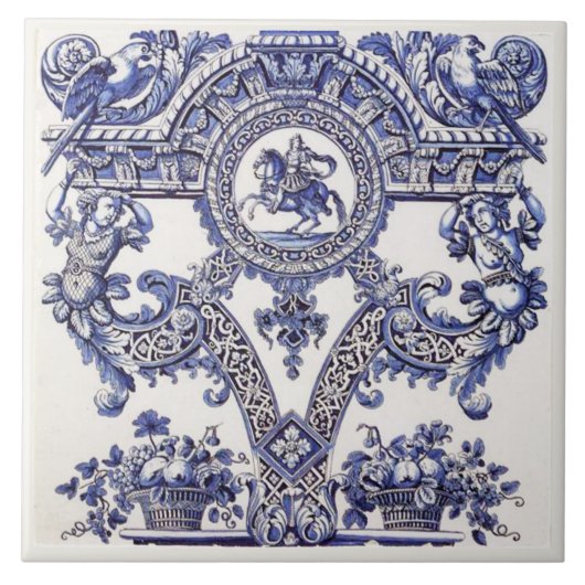 Repro Delft Tile Blue Royalty Bust Fliese (Vorderseite)