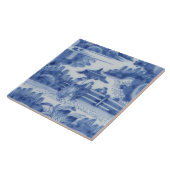 Repro Delft Tile Chinoiserie Decoupage Blau Fliese (Seite)