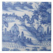 Repro Delft Tile Chinoiserie Decoupage Blau Fliese (Vorderseite)