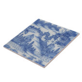 Repro Delft Tile Chinoiserie Decoupage Blau Fliese (Seite)