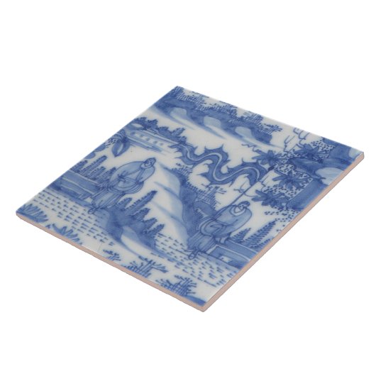 Repro Delft Tile Chinoiserie Decoupage Blau Fliese (Seite)