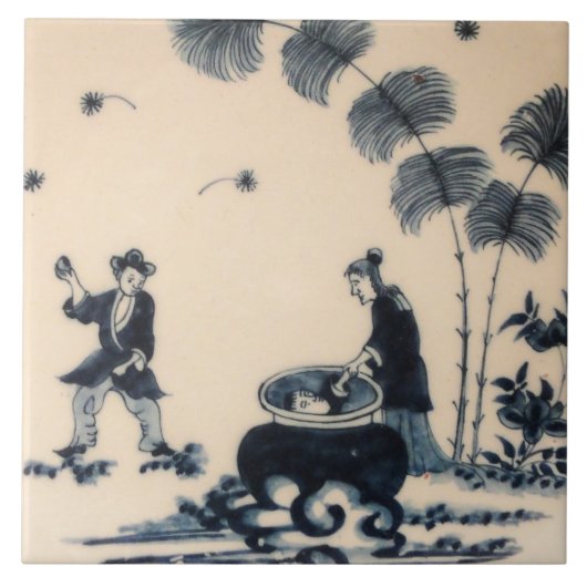 Repro Delft Tile Chinoiserie Witchcraft Fliese (Vorderseite)