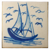Repro Desoftwareschiff Sail Boat Blue Delft Tile Fliese (Vorderseite)