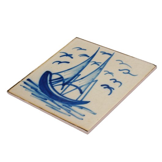 Repro Desoftwareschiff Sail Boat Blue Delft Tile Fliese (Seite)