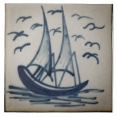 Repro Desoftwareschiff Sail Boat Blue Delft Tile Fliese (Vorderseite)