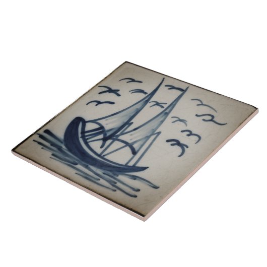 Repro Desoftwareschiff Sail Boat Blue Delft Tile Fliese (Seite)