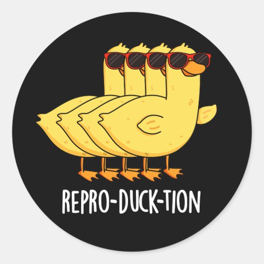 Repro-duck-tion Funny Animal Duck Pun Dark BG Runder Aufkleber (Vorderseite)