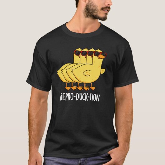 Repro-duck-tion Funny Animal Duck Pun Dark BG T-Shirt (Vorderseite)