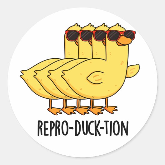 Repro-duck-tion Funny Animal Duck Pun Runder Aufkleber (Vorderseite)