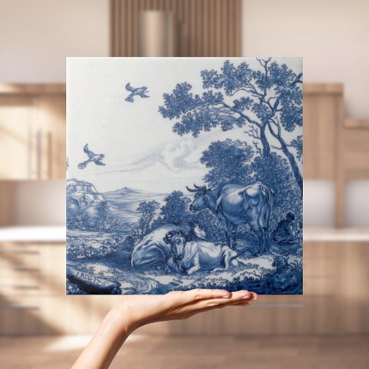Repro Dutch Delft Tile mit Kühen Fliese