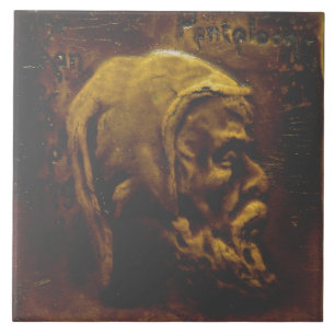 Repro Dutch Imitats Relief Grey Beard Face Tile Fliese