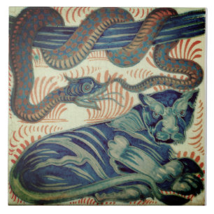 Repro Edwardian Art Neuer Tiger Snake Tile Fliese