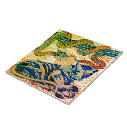 Repro Edwardian Art Neuer Tiger Snake Tile Fliese (Seite)