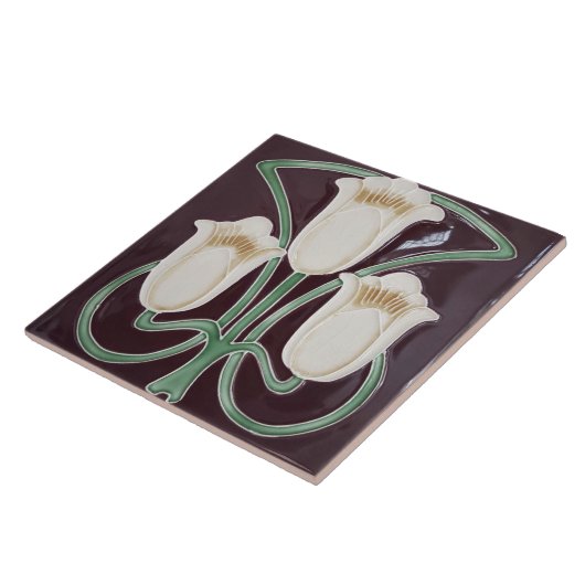 Repro Edwardian Art Nouveau Black Tulip Floral Til Fliese (Seite)