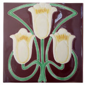 Repro Edwardian Art Nouveau Red Tulip Floral Fliese (Vorderseite)