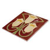 Repro Edwardian Art Nouveau Red Tulip Floral Tile Fliese (Seite)