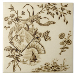 Repro Ende der 1800er Jahre Asiatische Ästhetische Fliese