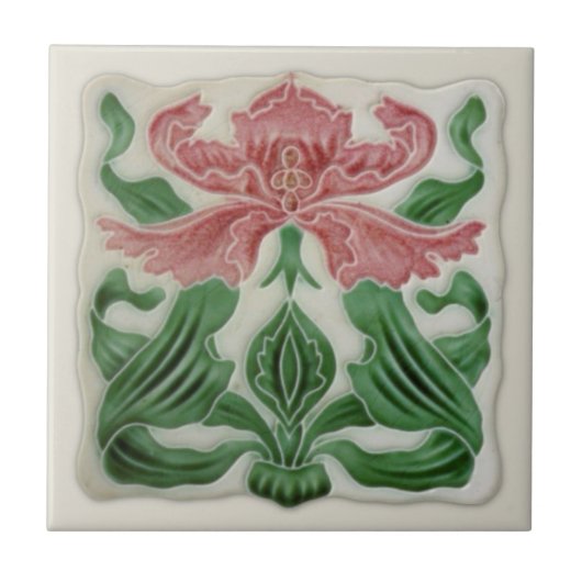 Repro English Art Nouveau H.A.Ollivant Tile c.1900 Fliese (Vorderseite)