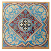 Repro German Geometric Art Nouveau Jugendstil blau Fliese (Vorderseite)