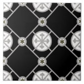 Repro Gothic Geometric Gemustert Schwarz-weiß Gray Fliese (Vorderseite)
