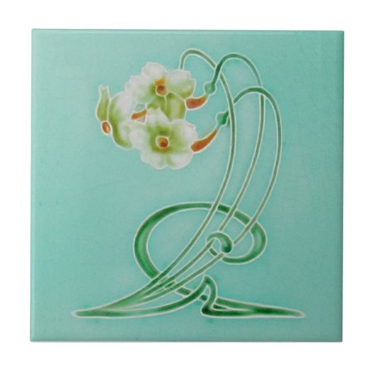 Repro Graceful Henry Richards Art Nouveau Nacissus Fliese (Vorderseite)