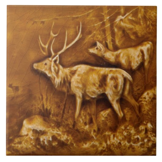 Repro Hamilton Art Tile Works Imitats Relief Elk T Fliese (Vorderseite)