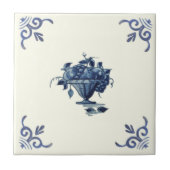 Repro Handgemalt Blauer Weißer Obstkorb Fliese (Vorderseite)