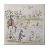 Repro Hyde Park Pond ducks London Viktorianisch Ti Fliese (Vorderseite)