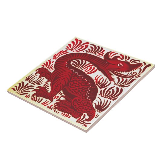 Repro Lewis Carrol De Morgan Red Jabberwackle Tile Fliese (Seite)